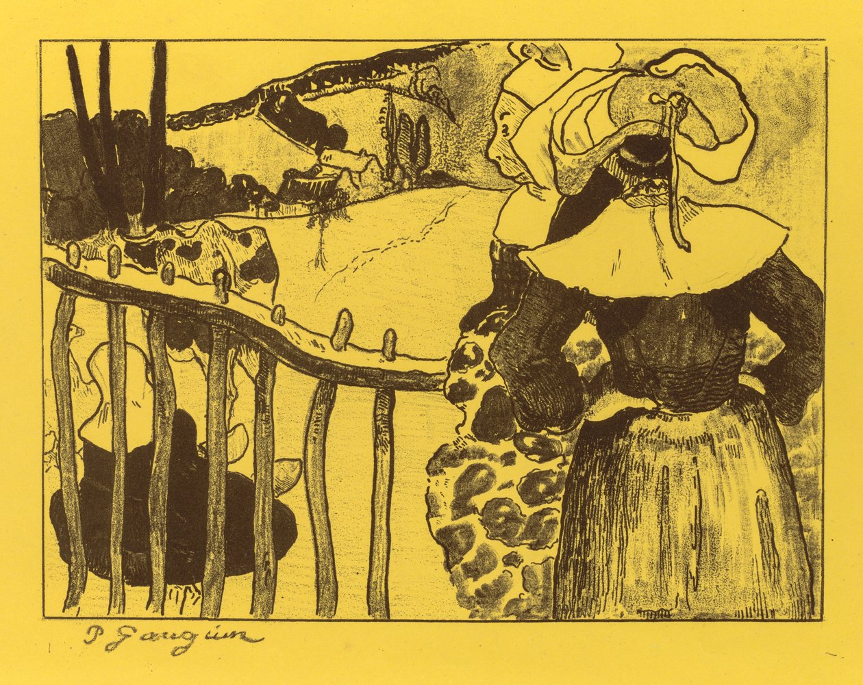 Volpini Süiti: Kapının Yanında Breton Kadınlar by Paul Gauguin
