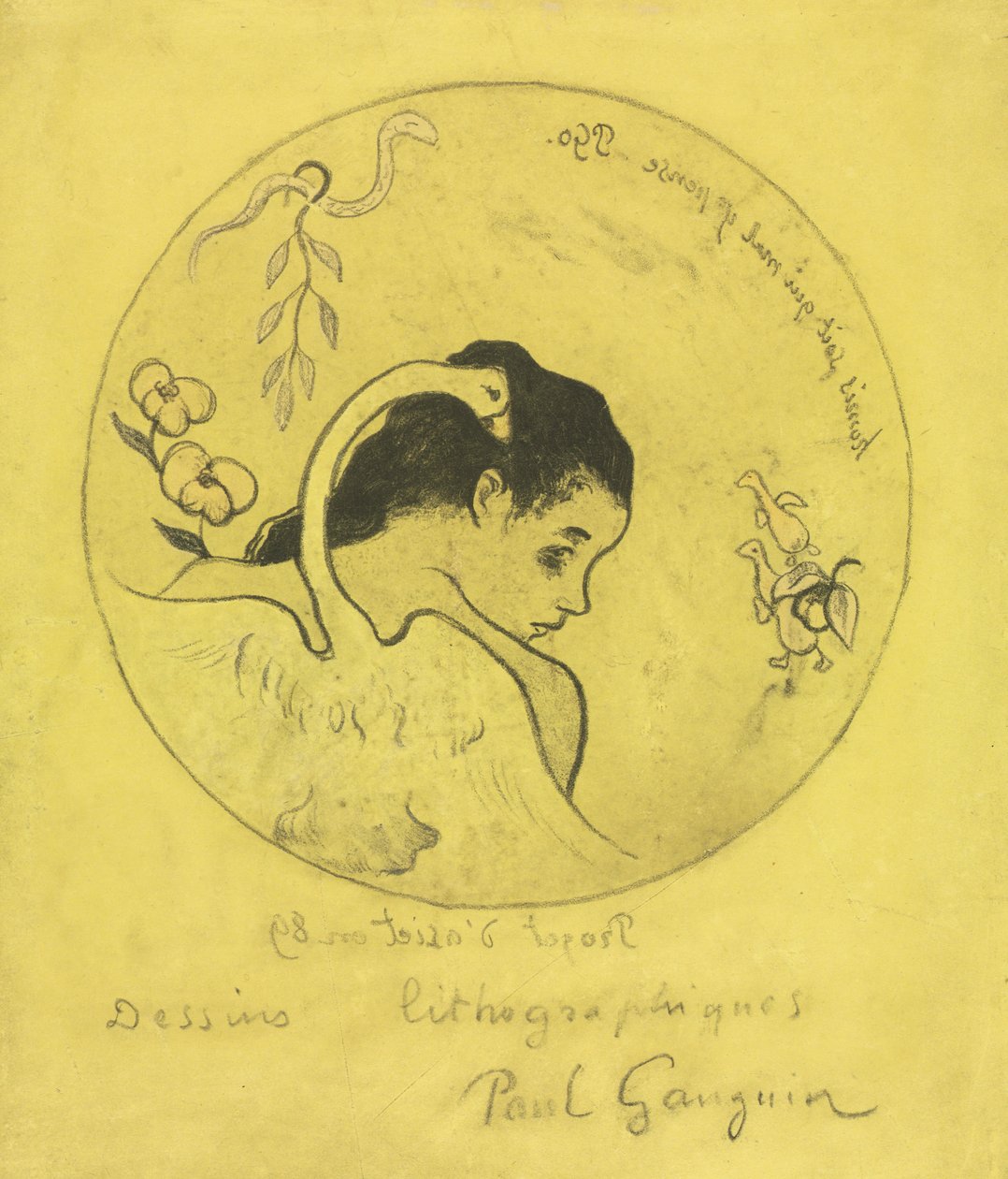 Volpini Suite: Bir Plaka için Tasarım: Leda ve Kuğu Projesi Plaka için: Leda ve Kuğu, 1889. by Paul Gauguin
