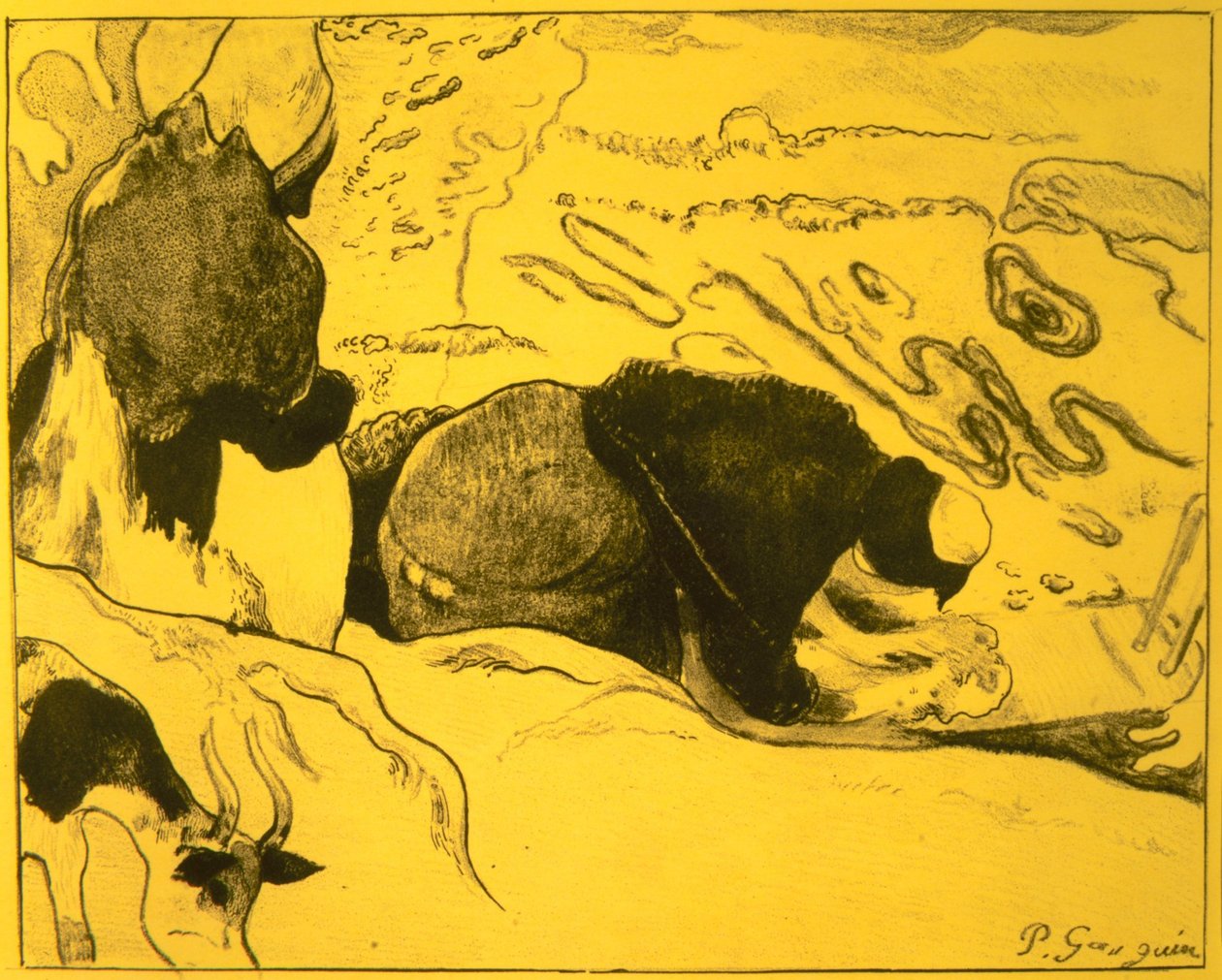 Volpini Süitinden Çamaşırcı Kadınlar: Dessins litografileri, 1889., 1889. by Paul Gauguin