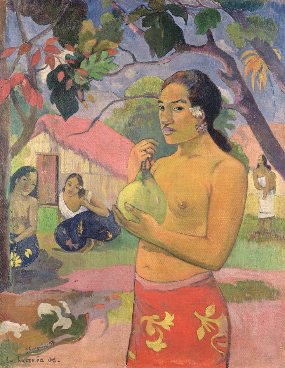 Meyve Tutan Kadın; Nereye Gidiyorsun (Eu haere ia oe), 1893 (tuval üzerine yağlı boya) by Paul Gauguin
