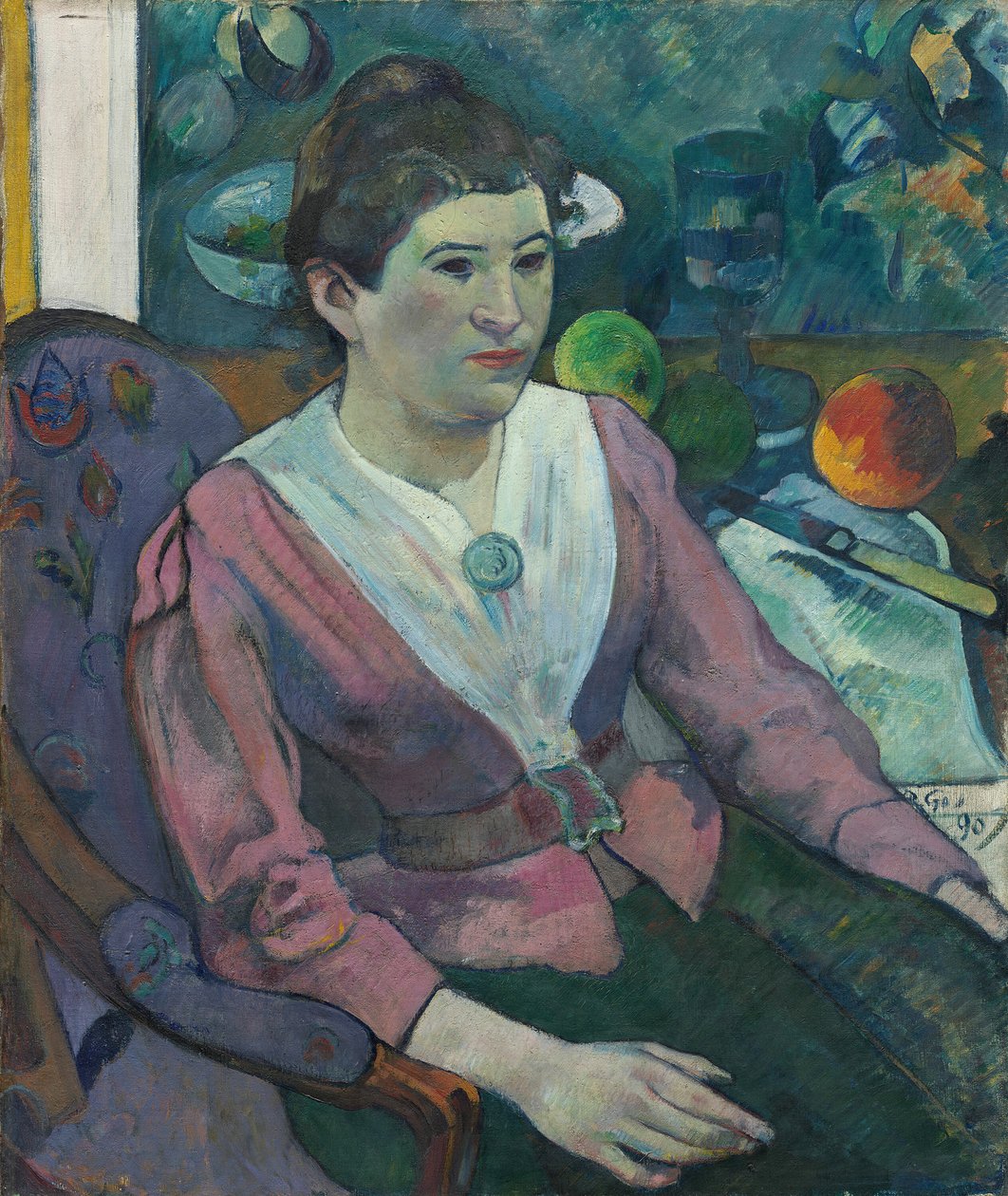 Bir Natürmort Önünde Kadın, Cézanne, 1890. by Paul Gauguin