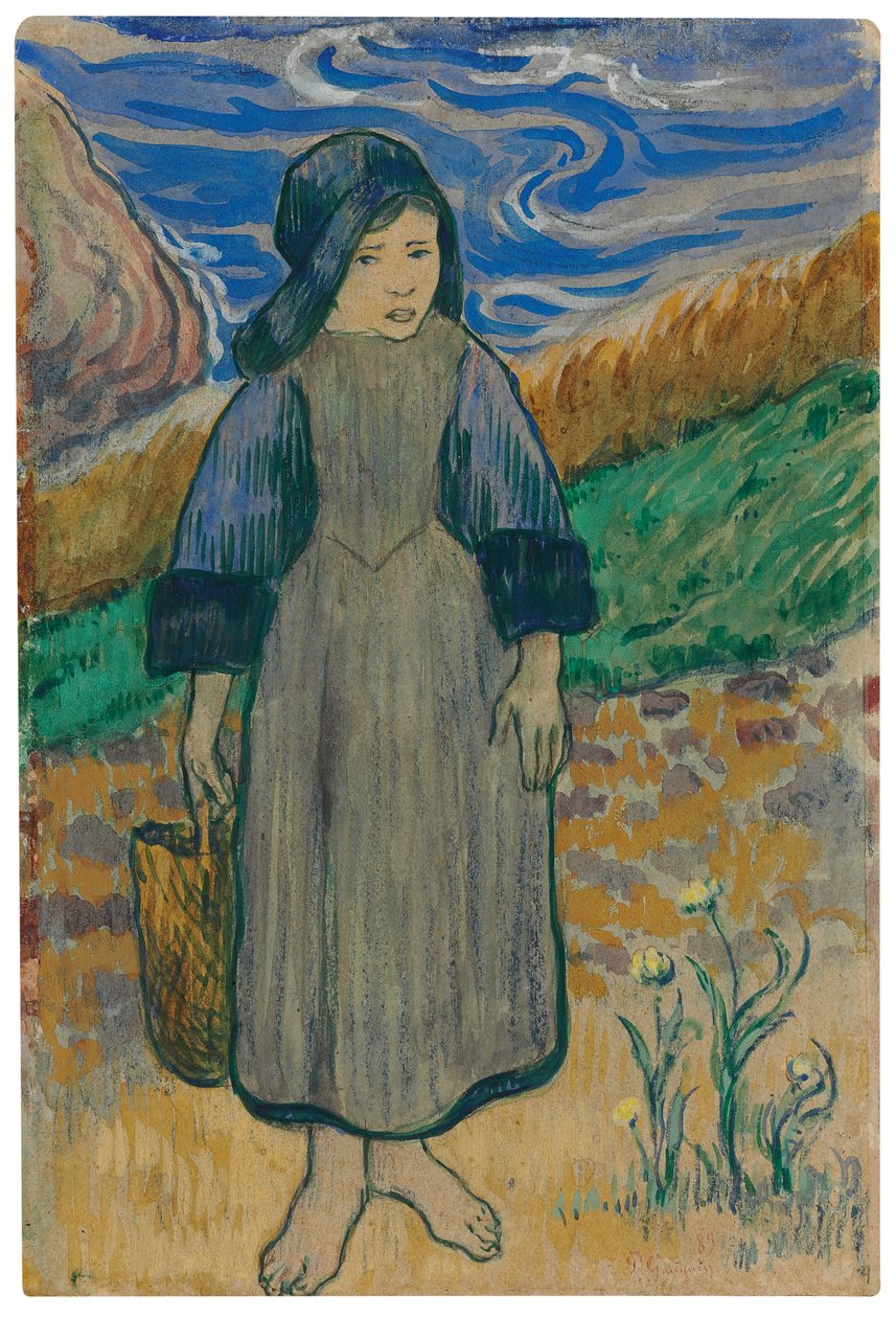Deniz Kenarındaki Genç Breton Kız; Deniz kenarındaki genç Breton kız, 1889 by Paul Gauguin