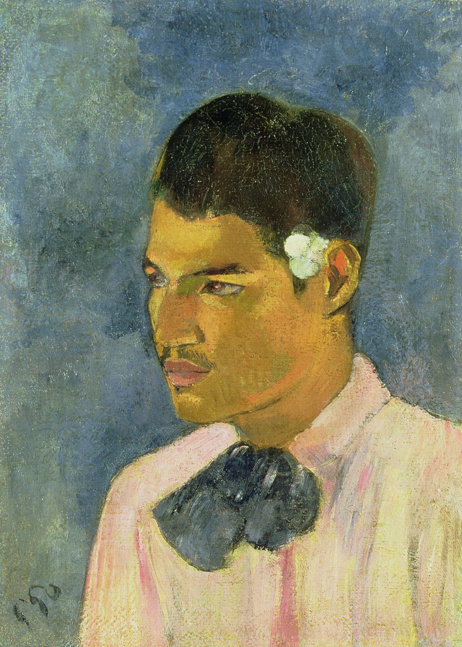 Kulağının Arkasında Çiçek Olan Genç Adam, 1891 by Paul Gauguin