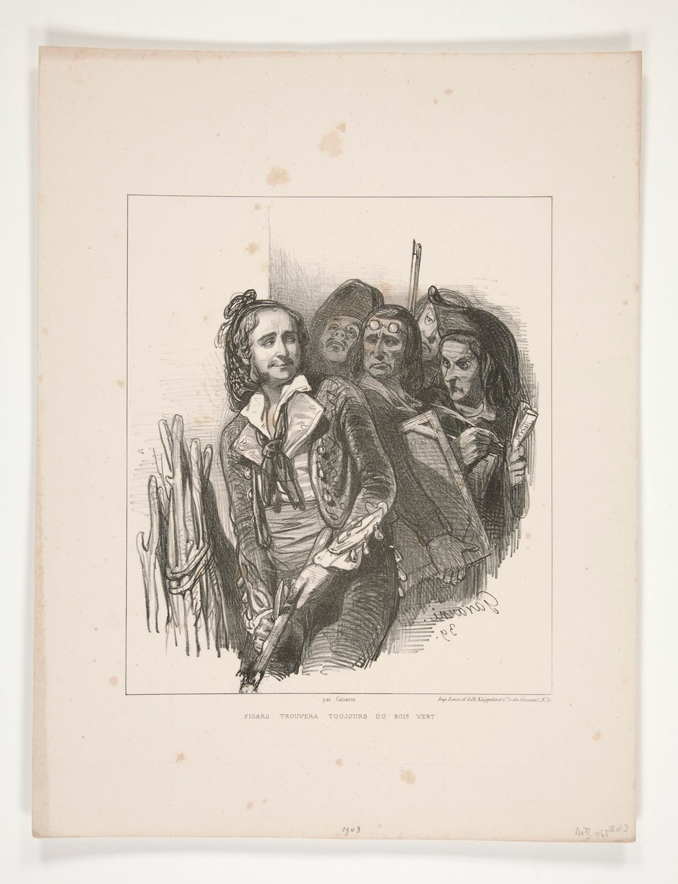 Figaro her zaman yeşil odun bulacaktır. by Paul Gavarni