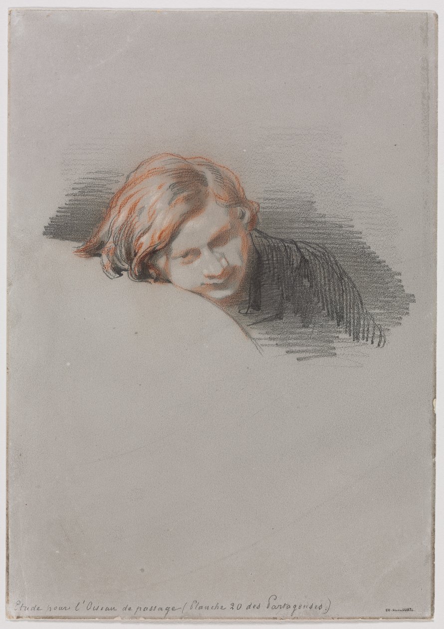LOiseau de pasaj için Genç Adam Araştırması Başkanı, 1853. by Paul Gavarni
