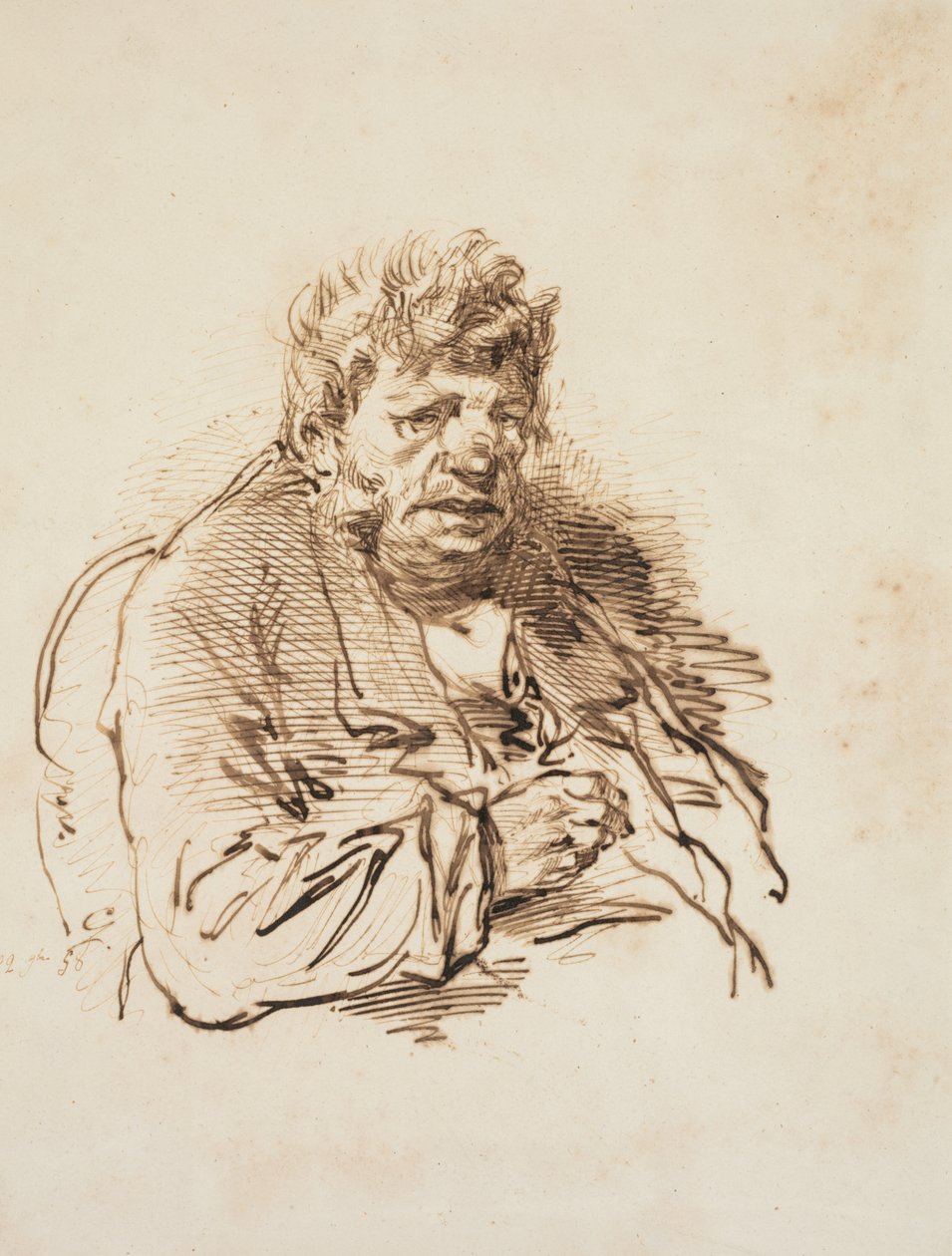 Yaşlı Bir Adamın Başı, 1858. by Paul Gavarni