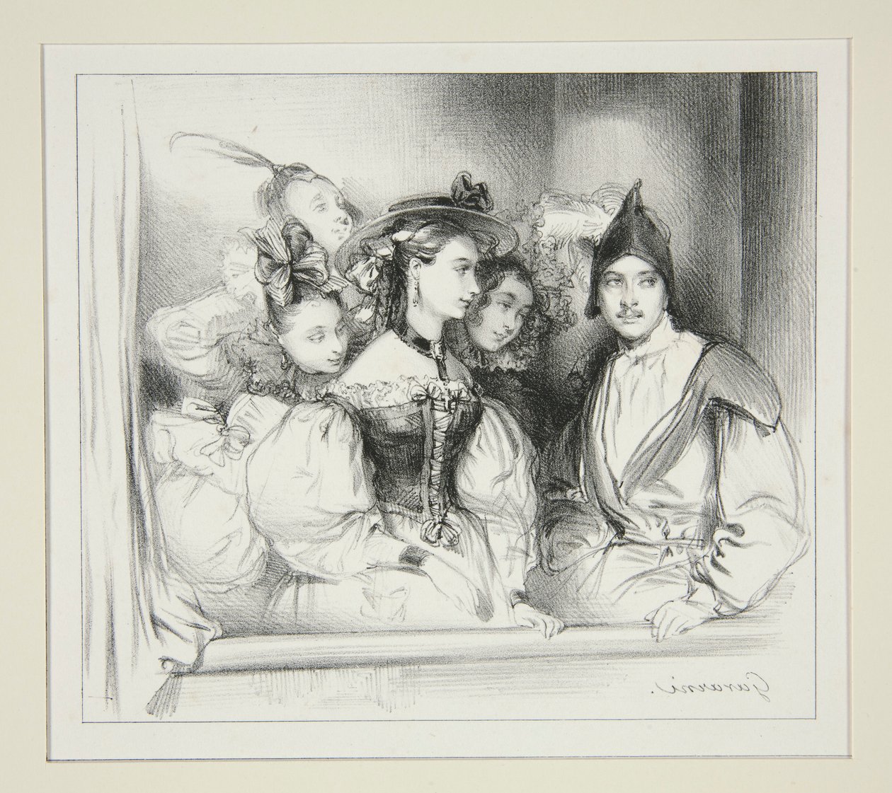 La Loge Du Bal. by Paul Gavarni