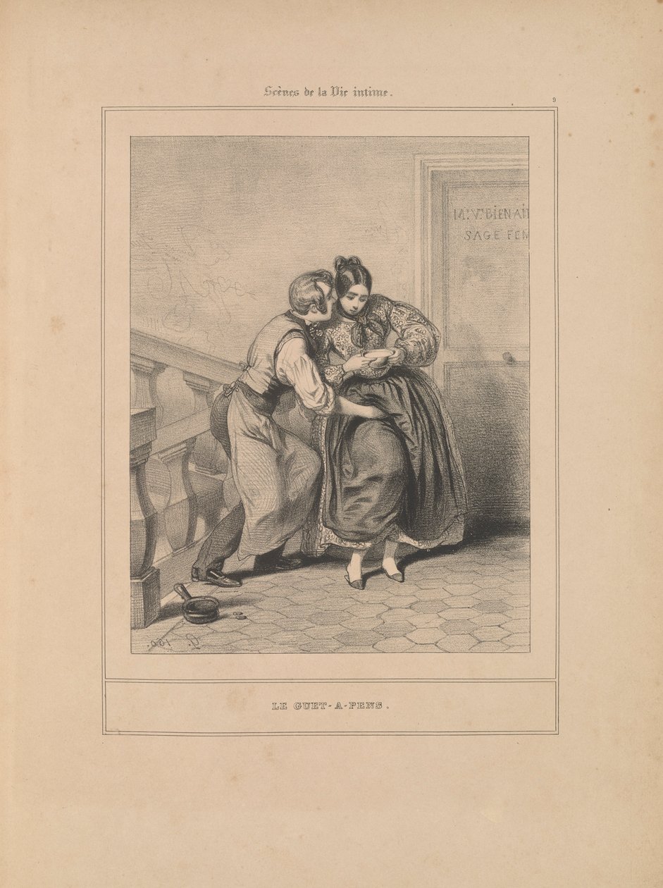 Mahrem Yaşam Sahneleri dizisinden pusu by Paul Gavarni