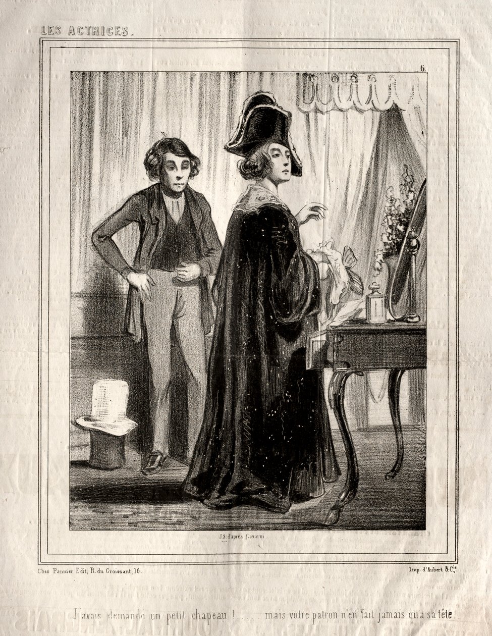 Aktrisler: Küçük bir şapka istemiştim!, 1843. by Paul Gavarni