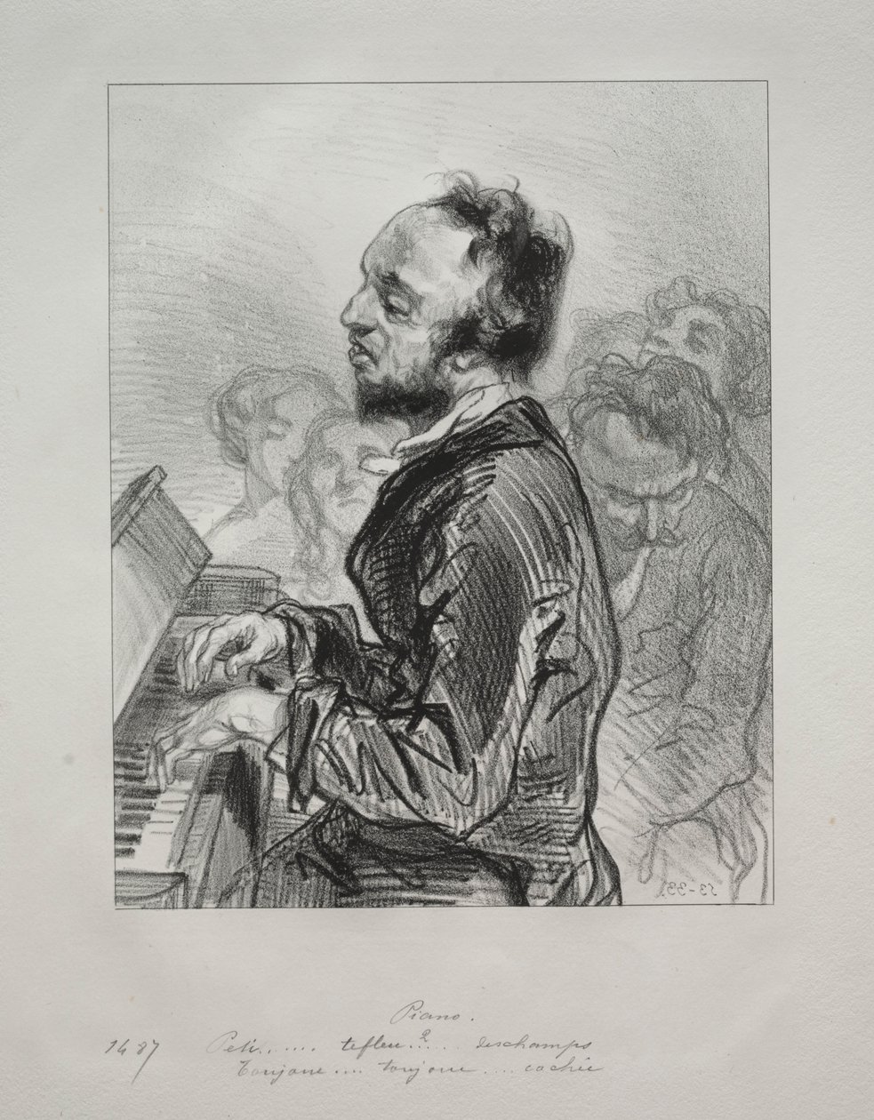 Piyano, 1853. by Paul Gavarni