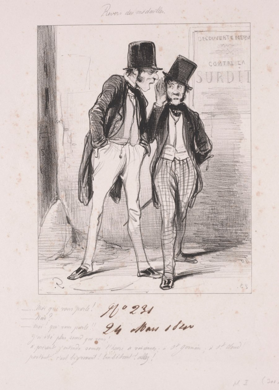 Madalyaların arka yüzü: Seninle konuşan ben, 1840. by Paul Gavarni