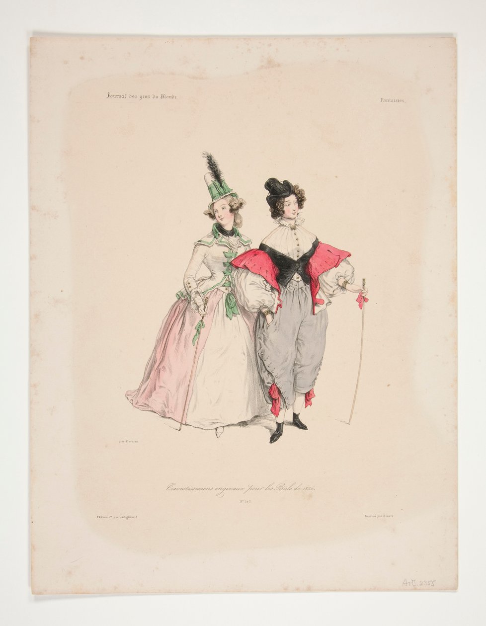 1834 topları için TRAVESTISSEMENS (sic) ORİJİNALLERİ. No. 2 ve 3. by Paul Gavarni
