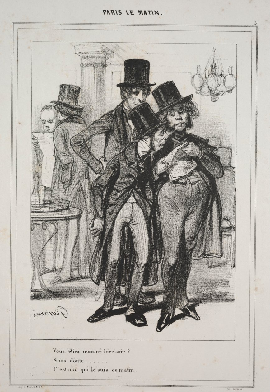 Dün gece Paris Le Matin, 1839 dizisinden seçildin. by Paul Gavarni