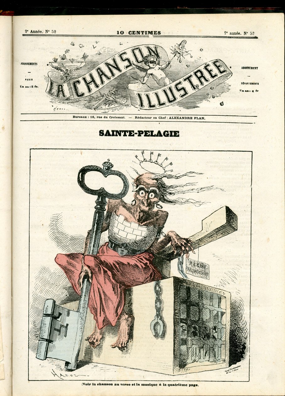 La Chanson illustree (dergi), 52 numara, Renklerde Hiciv: Sainte Pelagie - Cumhuriyetçi, Hapishaneler, Sainte Pelagie - Hadol tarafından illüstrasyon (1835-1875) by Paul Hadol
