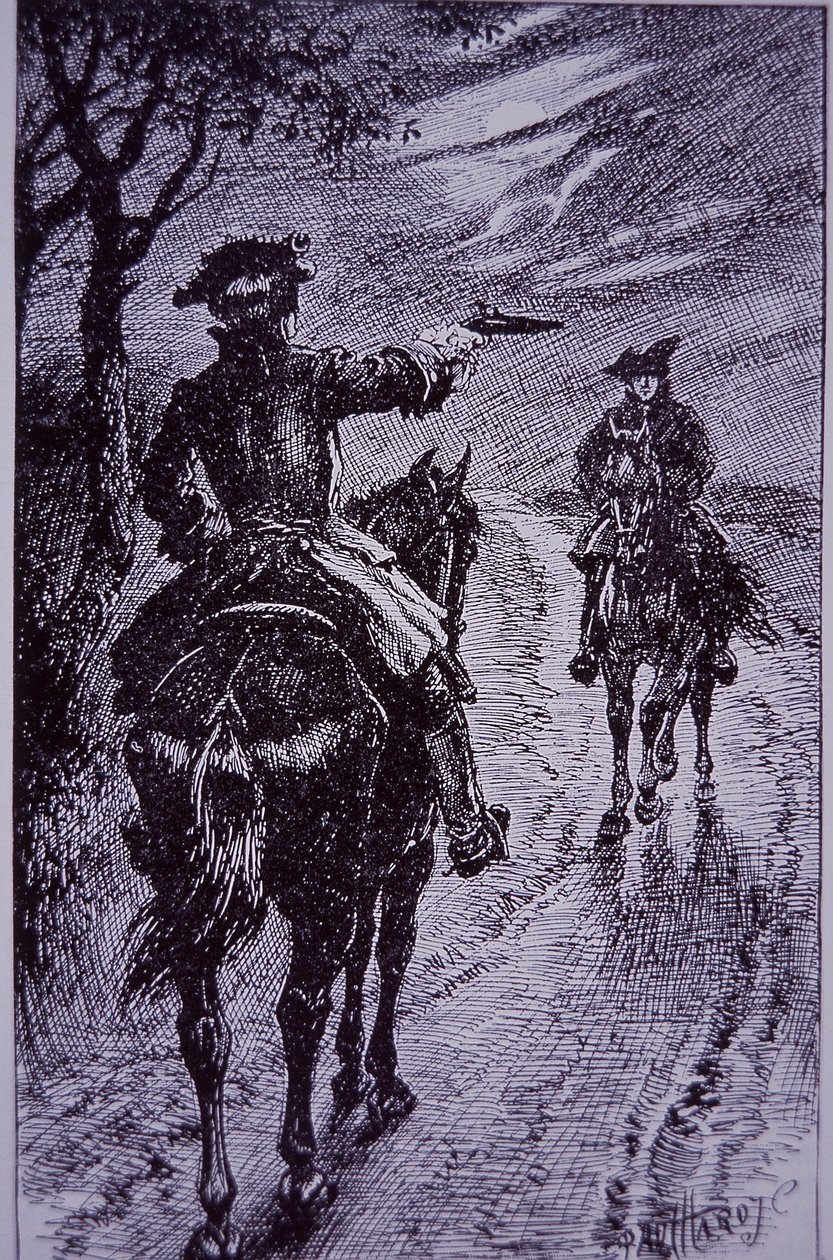 Dick Turpin yol arkadaşı Tom King ile tanışıyor (gravür) by Paul Hardy