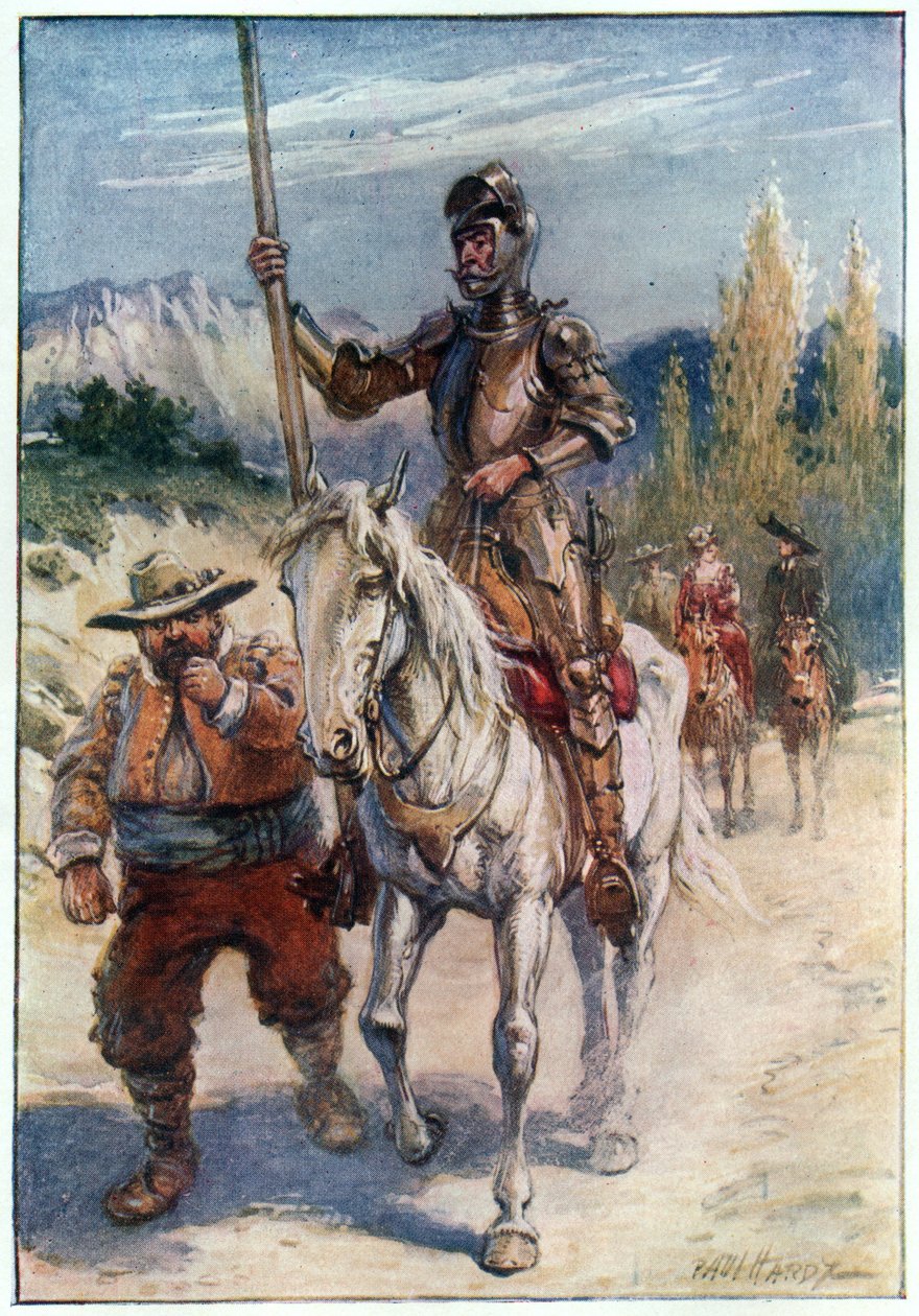 Ayrılırken size hangi mücevheri takdim etti, G. Bell und Sons, Ltd. tarafından yayınlanan 'Don Kişot'un Maceraları'ndan bir çizim, 1911 by Paul Hardy