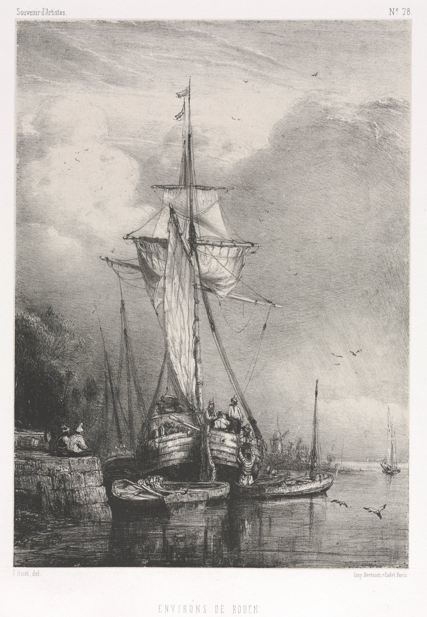 Hatıra Eşyası (No. 78): Altı Deniz Manzarası: Rouen Çevresi by Paul Huet