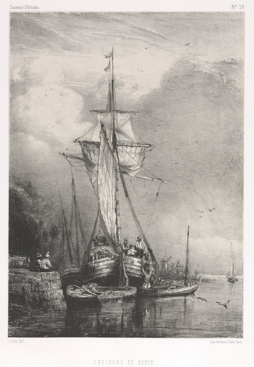 Hatıra Eşyası d Artistes No. 78: Altı Deniz Piyadesi: Rouen Çevresi, 1832. by Paul Huet