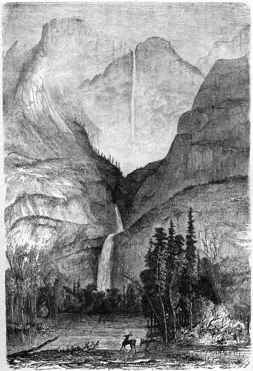 Yosemite Şelalesi, Kaliforniya, 19. yüzyıl. by Paul Huet