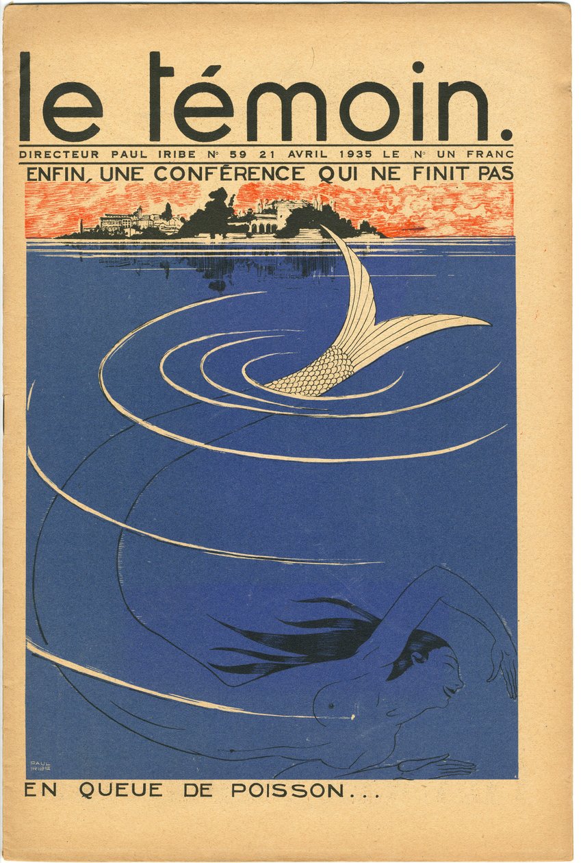 The Temoin dergisi için kapak, Renkli Satirical, 21 Nisan 1935 (litografi) by Paul Iribe