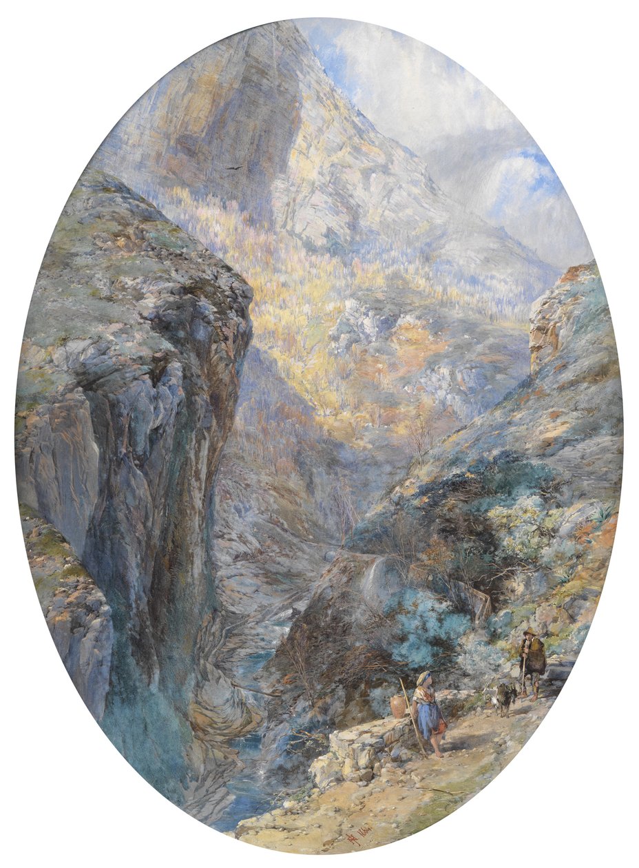 Amalfi yakınlarında, La Vallée des Moulins, 1864 (gövde rengiyle yükseltilmiş wc) by Paul Jacob Naftel