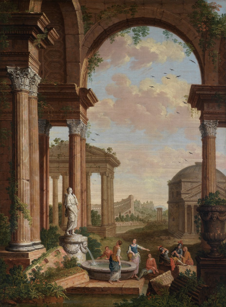 Roma Harabeleri ile Manzara (tuval üzerine yağlı boya) by Paul Joseph de Cock