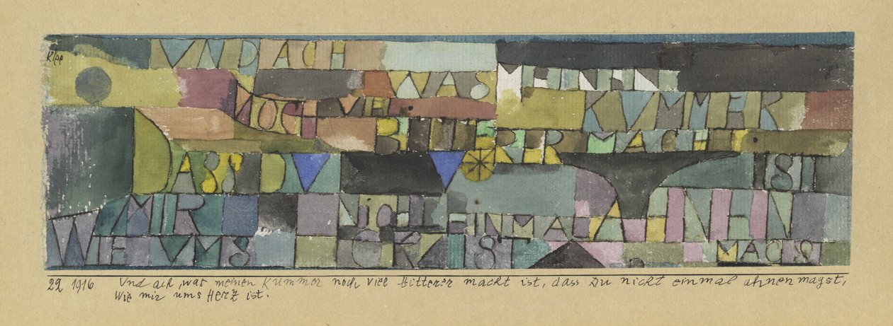 Ah, kalbimin duygularından şüphelenmeye bile tenezzül etmezken acım nasıl daha da şiddetleniyor? by Paul Klee