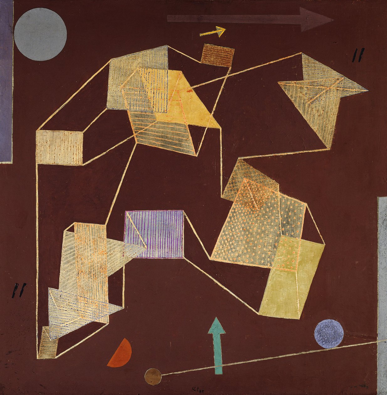 kaldırma kuvveti ve yer değiştirme (yükselme); Kaldırma ve yol (kayma) by Paul Klee