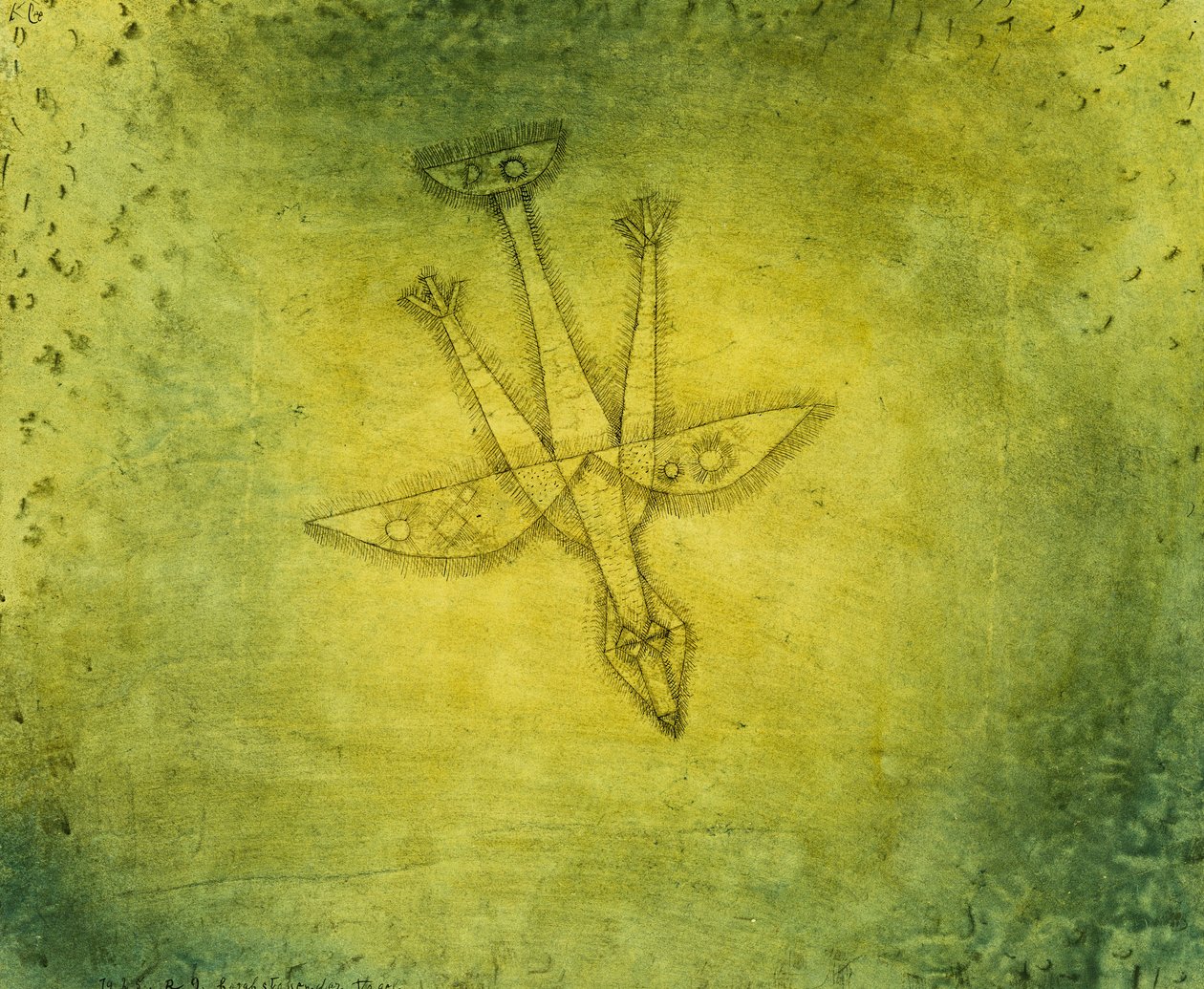 Daha Sorunlu Kuşun Aşağısında; Herabstossender Vogel by Paul Klee