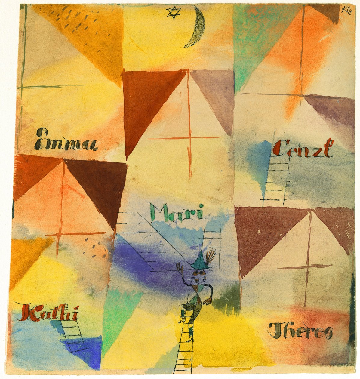Le Don Juan bavarois - Bavyeralı Don Giovanni, yazan Klee, Paul (1879-1940). Kağıt üzerine sulu boya ve mürekkep by Paul Klee