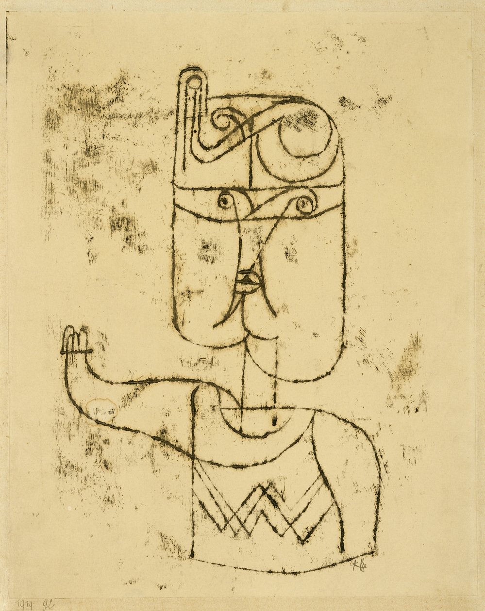 Matematiksel Görüntü. 1919 (kağıt üzerine yağ transfer çizimi, karton üzerine montajlı) by Paul Klee