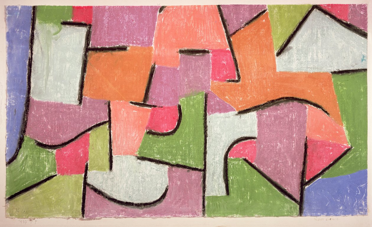 Overland (Uberland) 1937 (keten üzerine pastel) by Paul Klee