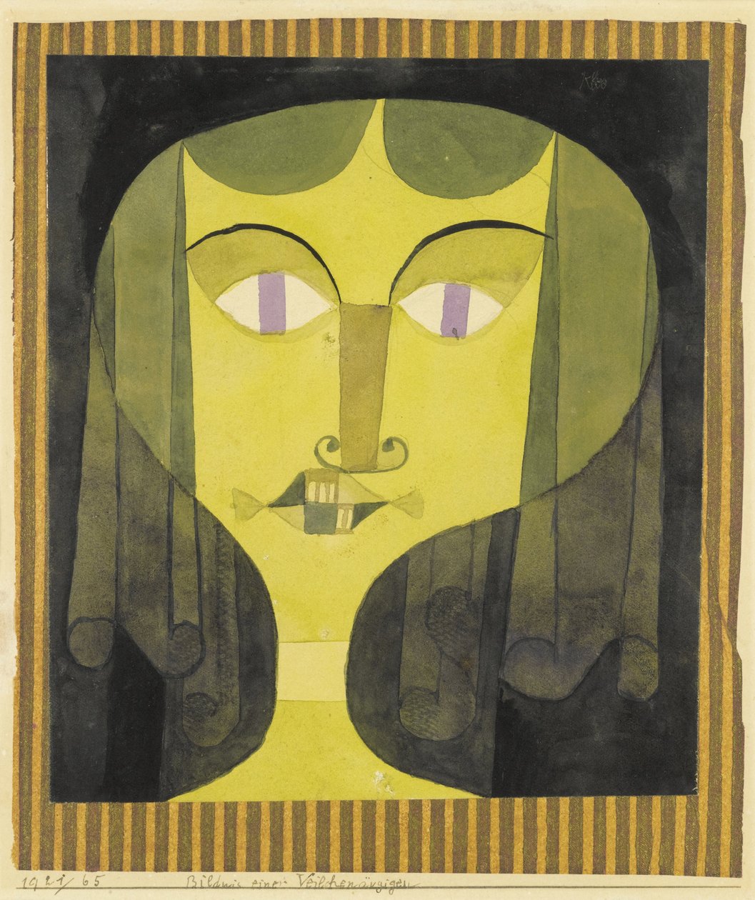 ""Menekşe Gözlü Kadın Portresi"" (Mor Gözlü Kadın Portresi) Suluboya Paul Klee (1879-1940) - 1921 - Ebat 22.1x19 cm Özel Koleksiyon by Paul Klee