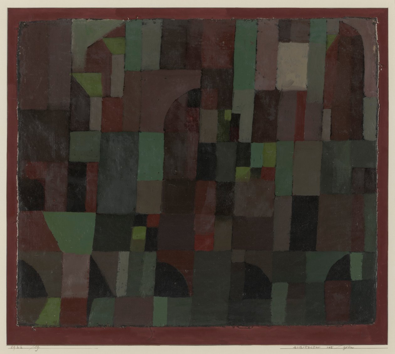 Kırmızı/Yeşil Mimari (sarı/mor tonlama) by Paul Klee