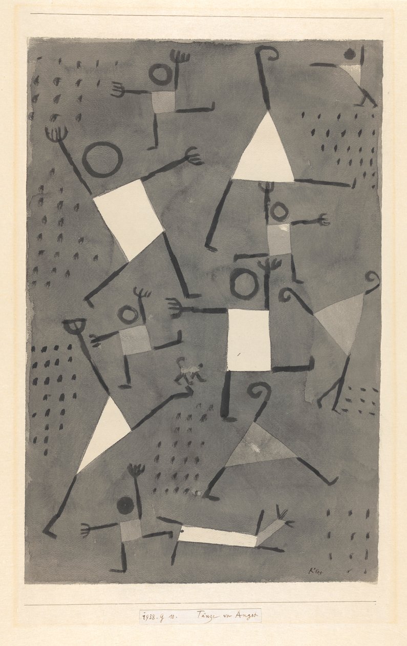 Tänze vor Angst Korkunun neden olduğu danslar, 1938. by Paul Klee