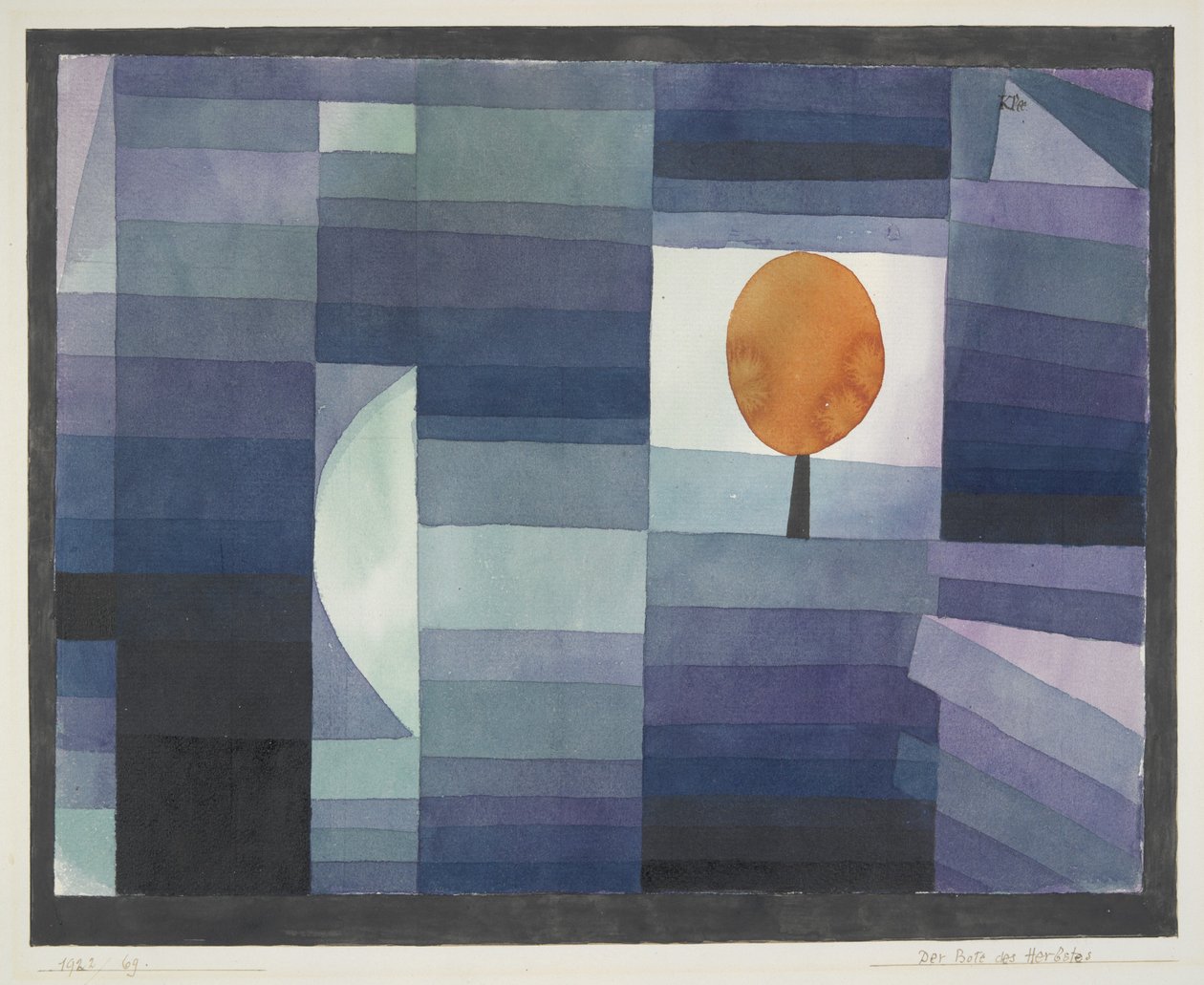 Sonbaharın Habercisi turuncu vurgulu yeşil/mor tonlama by Paul Klee