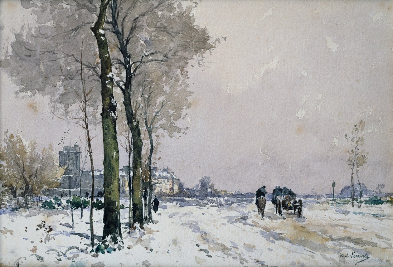 Bir Kasabanın Kenarları, Kış (tuval üzerine yağlı boya) by Paul Lecomte