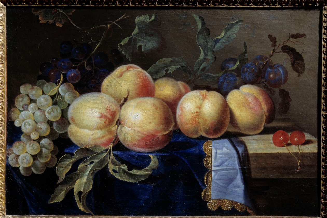 Natürmort, Peches. Paul Liegeois (17. yüzyıl) Sun tarafından boyama. 0,31x0,47 m Rouen, Güzel Sanatlar Müzesi by Paul Liegeois