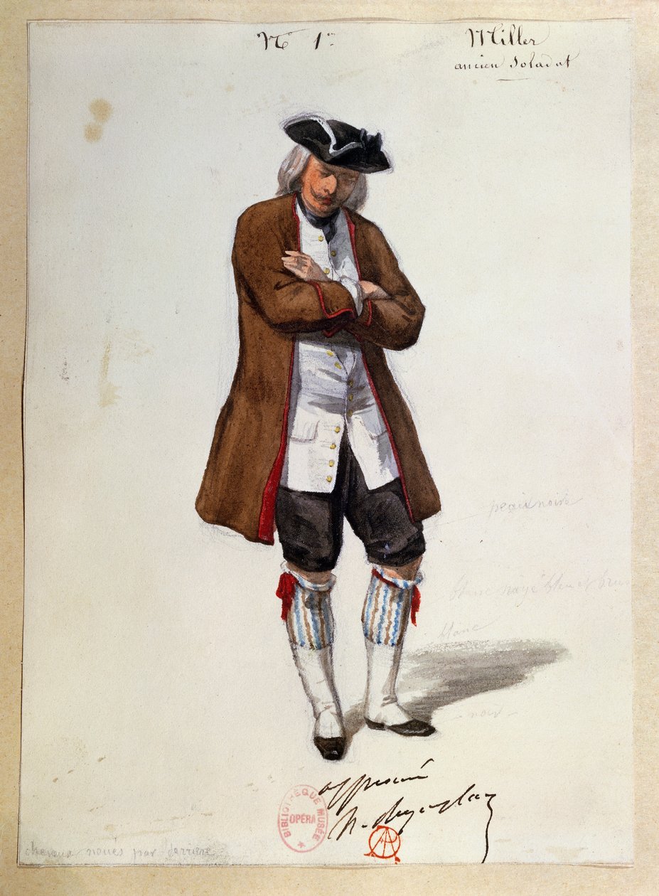 Giuseppe Verdi tarafından Luisa Miller için kostüm, eskiz by Paul Lormier