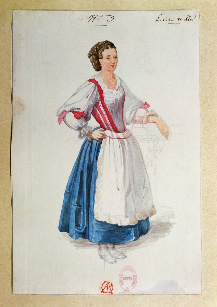 Giuseppe Verdi tarafından Luisa Miller için kostüm, eskiz by Paul Lormier