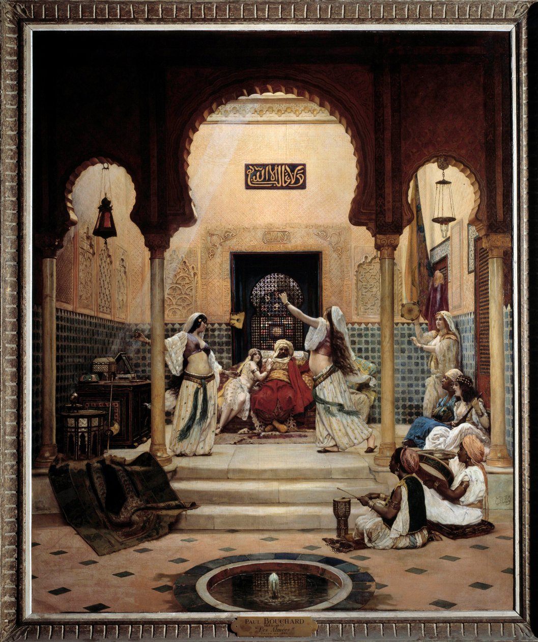 Doğulu dansçılar (göbek) bir paşanın dikkatini dağıtan bir haremde. Paul Bouchard (1853-1937) 1893 Güneş tarafından yapılan resim. 1,6x1,3 m Paris, Orsay Müzesi. Dikkatli olmak! Bu çalışmanın kullanımı, bir üçüncü taraf yetkilendirme talebine veya ek ücret by Paul Louis Bouchard