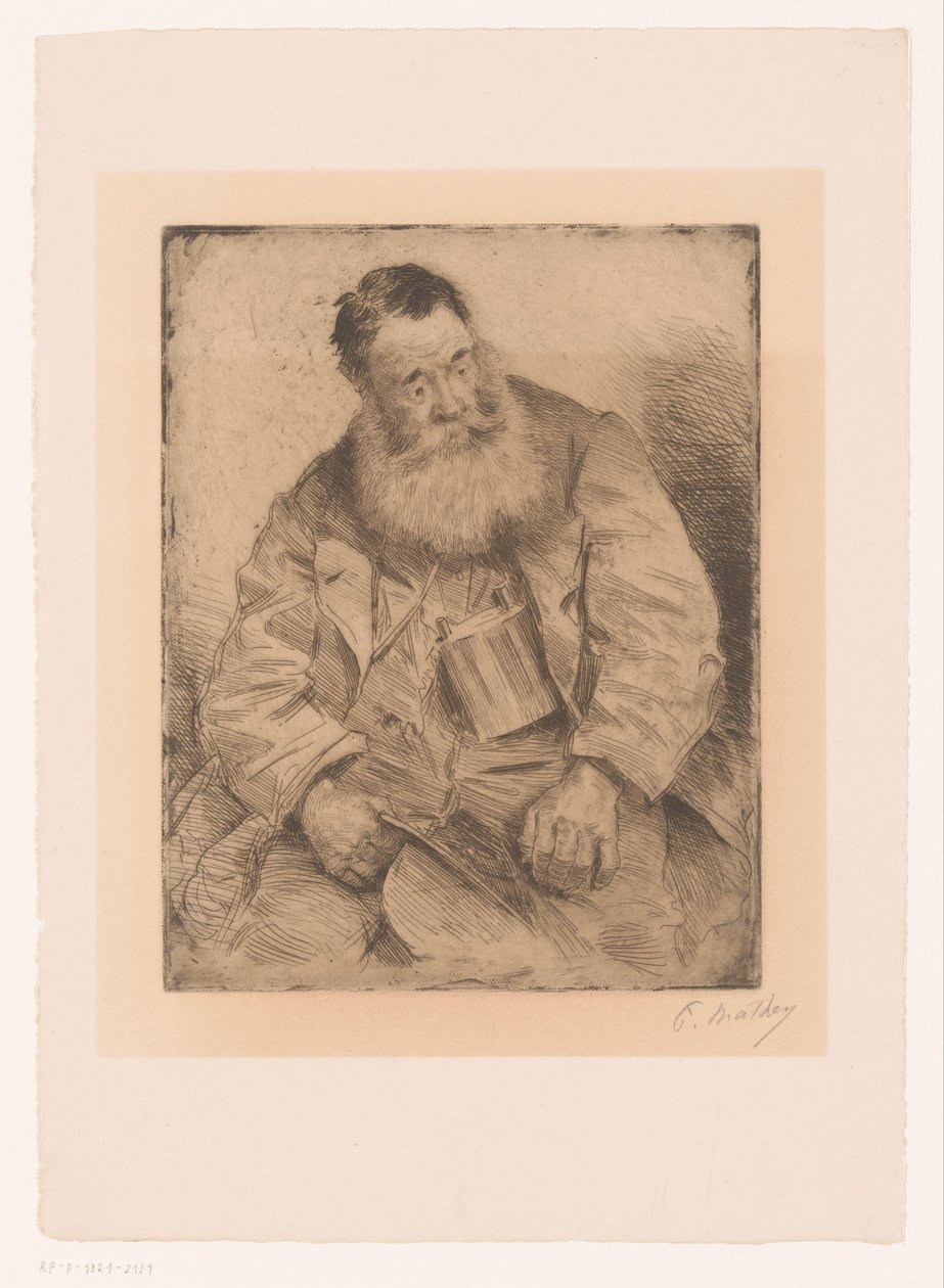 Sakallı oturan bir adamın portresi by Paul Mathey (signed by artist)