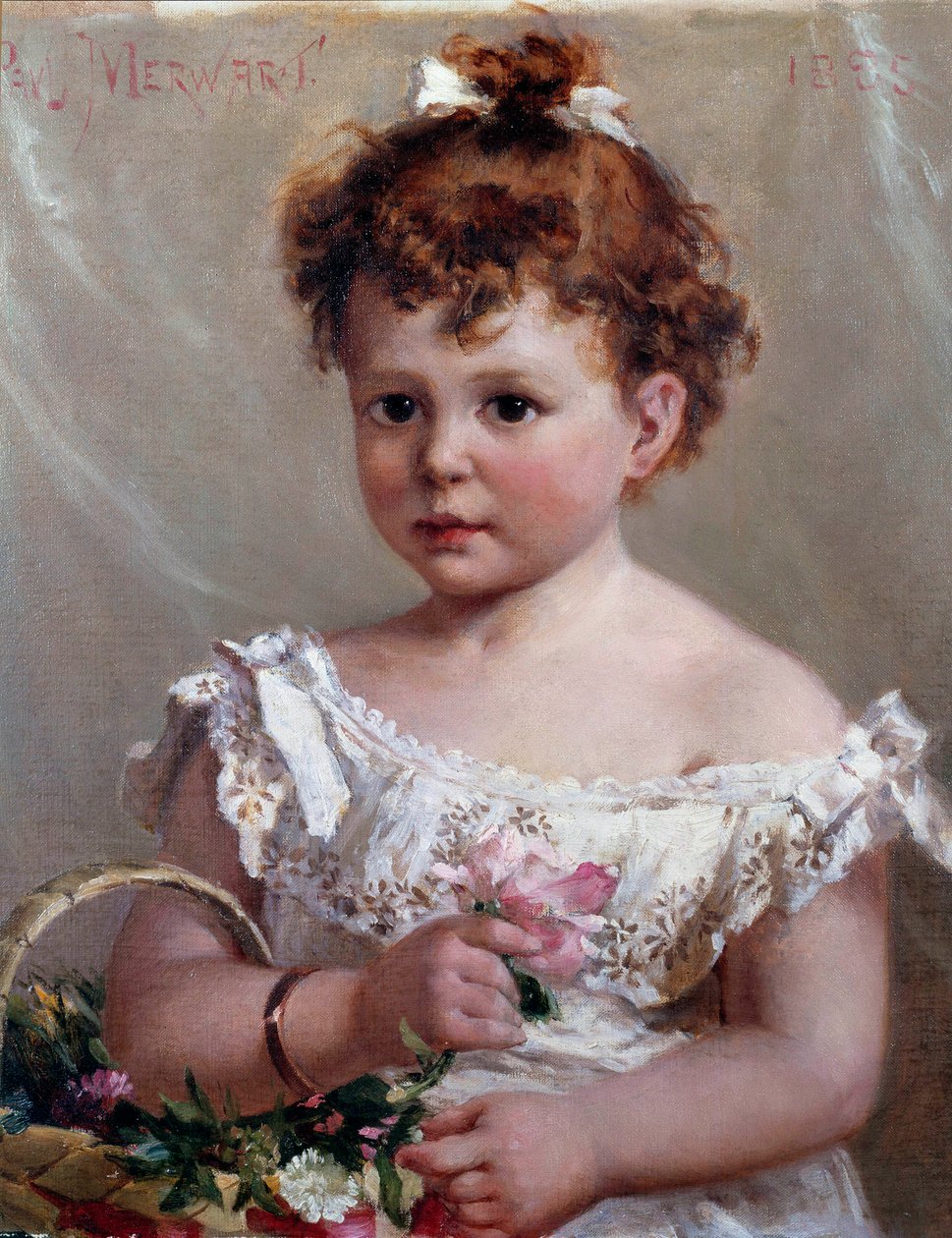 Sepetteki kız veya Helene Loeb, müstakbel Madam Victor Lyon, iki yaşında Paul Merwart (1855-1902) 19. yüzyıl Güneşi. 0,46x0,38 m by Paul Merwart