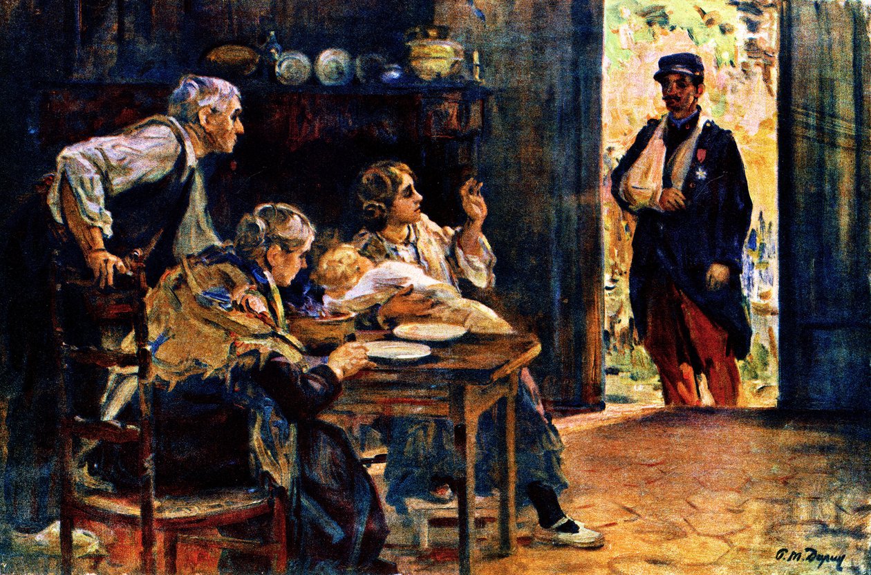 Reunion: Kıllı yaralı ve madalyalı evine kavuşur by Paul Michel Dupuy