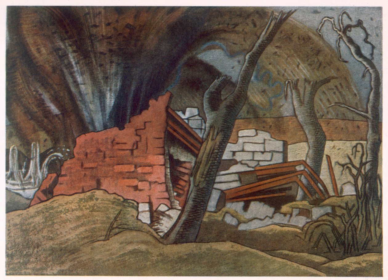 Cephedeki İngiliz Sanatçılardan Kabuk Patlaması, Batı Cephesinin Devamı, Üçüncü Bölüm, Paul Nash by Paul Nash