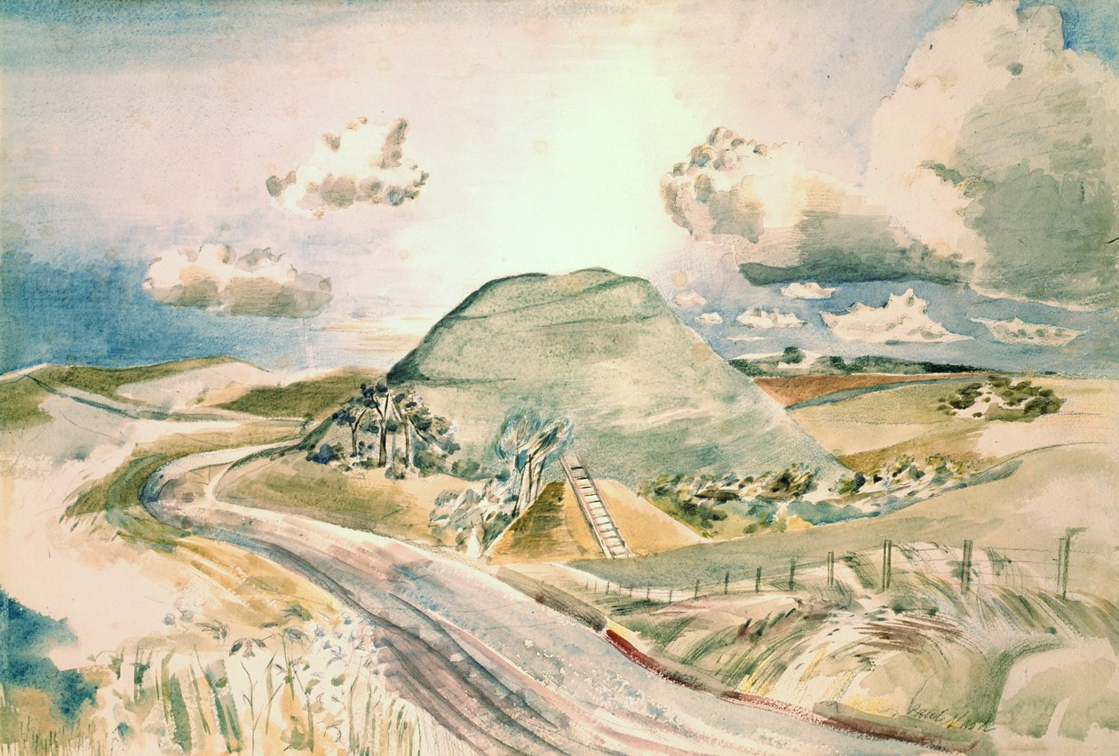 Silbury Hill (kağıt üzerine sulu boya) by Paul Nash