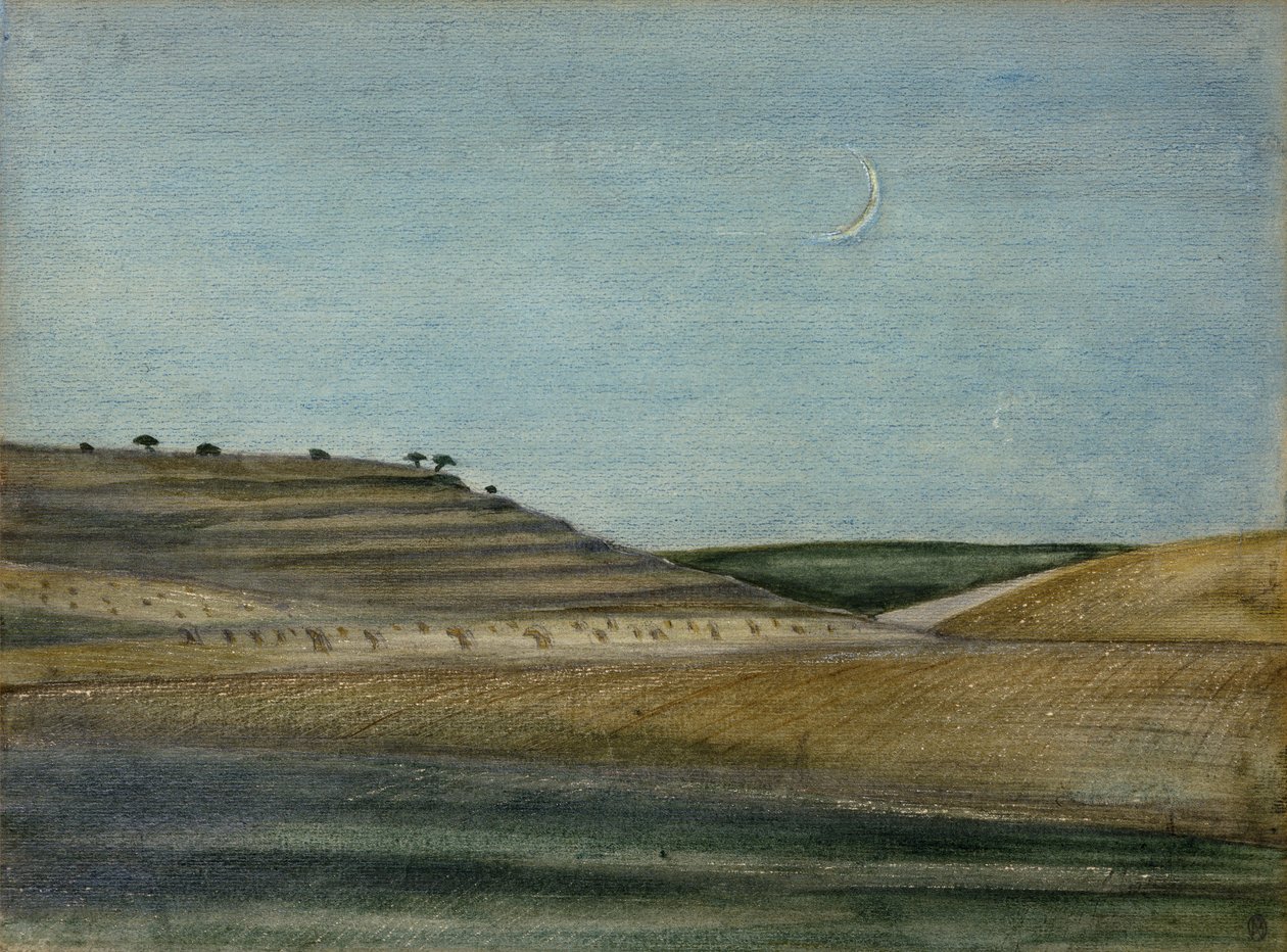 Onların Tepesi (kalem, renkli mum boya ve sulu boya) by Paul Nash