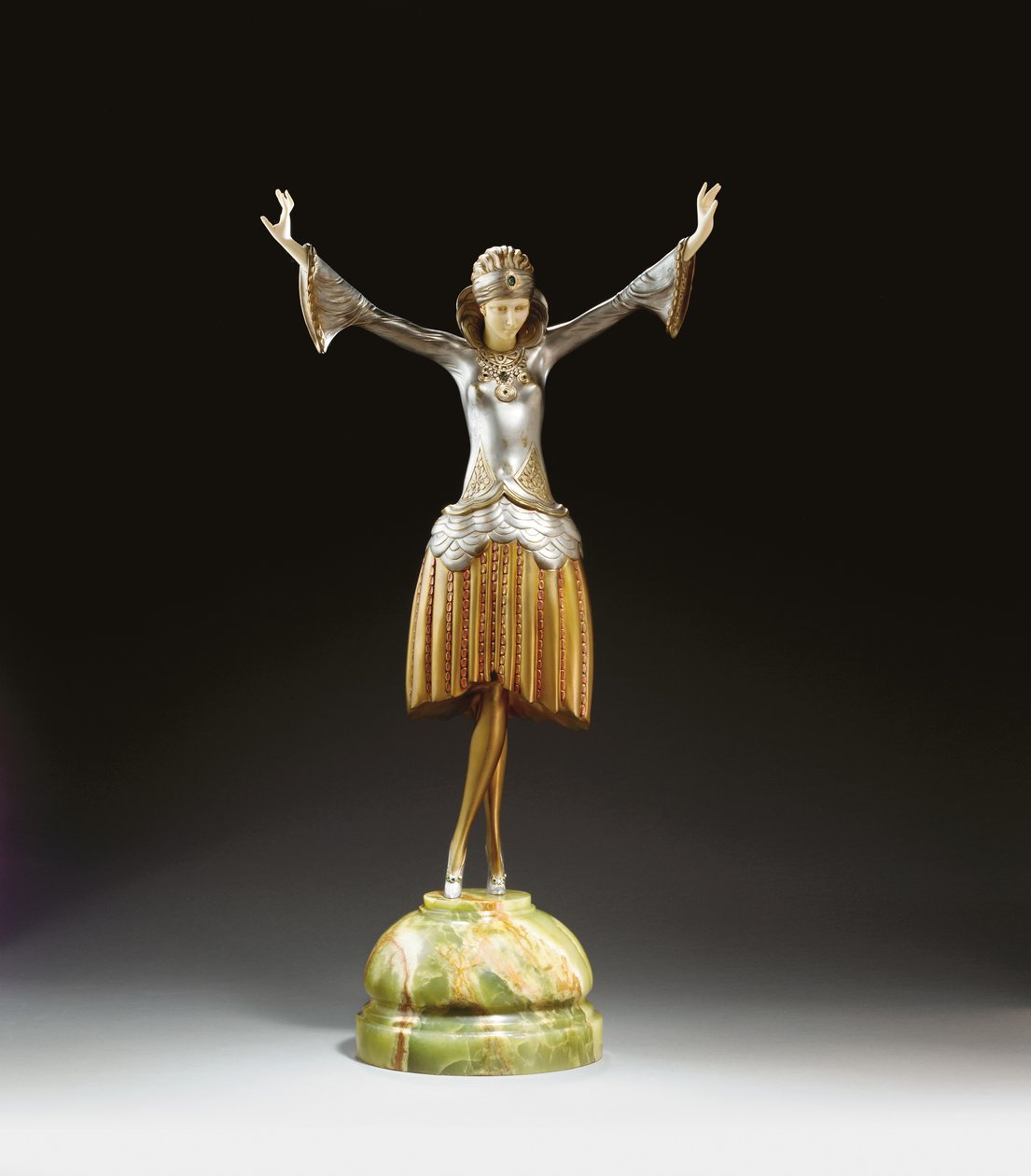 Türbanlı Dansçı, c.1925 (boyalı bronz, fildişi ve oniks) by Paul Philippe
