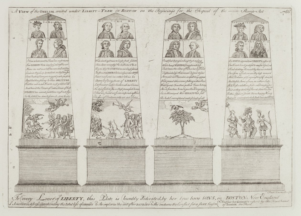 Özgürlük Ağacının Altındaki Dikilitaş, Boston by Paul Revere
