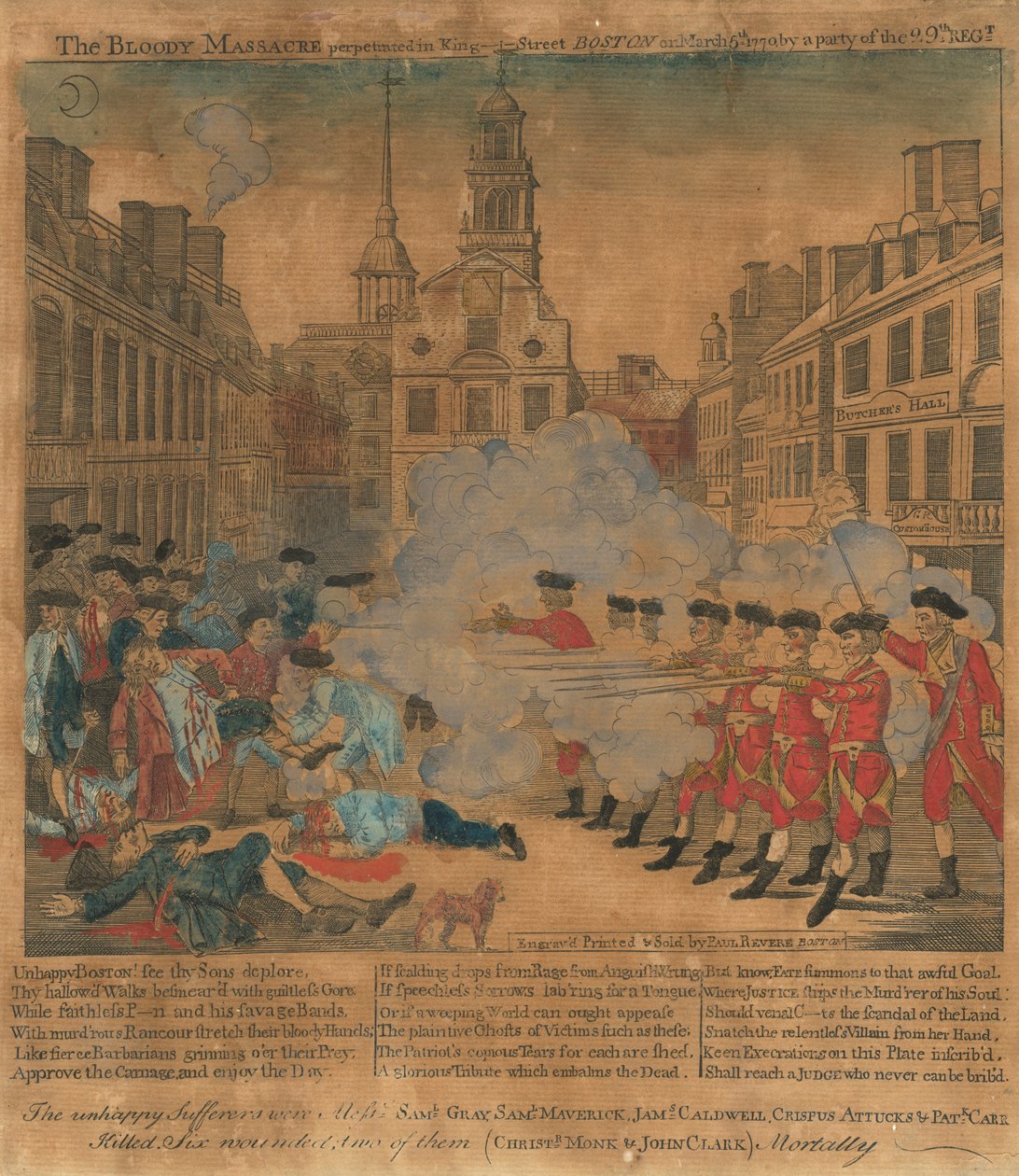 Boston Katliamı by Paul Revere, after Henry Pelham
